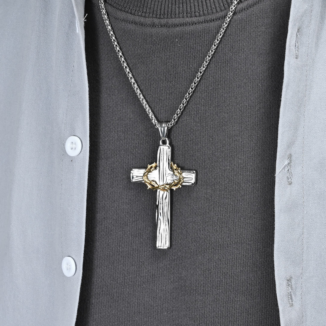 ✝️100% Handmade Crown Of Thorns Cross Necklace