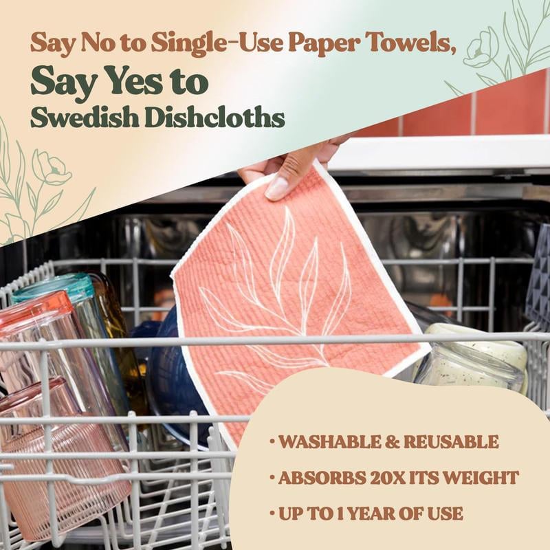 🎄Holiday Pre-Sale Save 70%🎄Swedish Dishcloths for Kitchen & Cleaning | 5 Pack