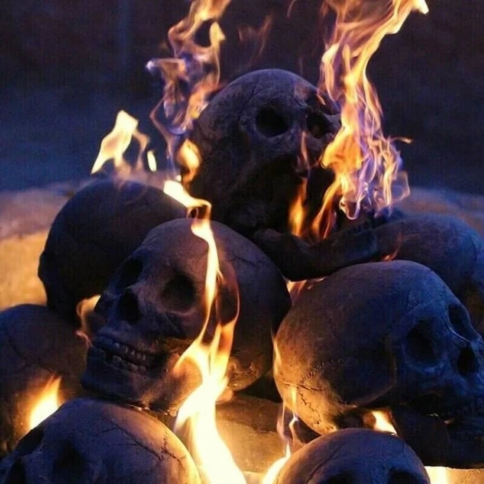 🎃2024 Halloween Hot Sale 🔥 Ceramic Fireproof Fire Pit Skull 💀