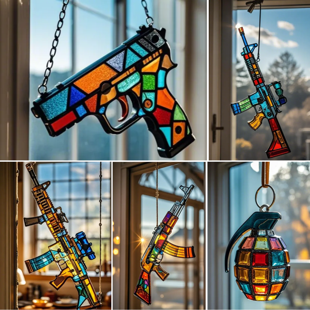 🎄🎅Christmas Sale - 49% OFF🎄-Handmade Stained Gun suncatcher