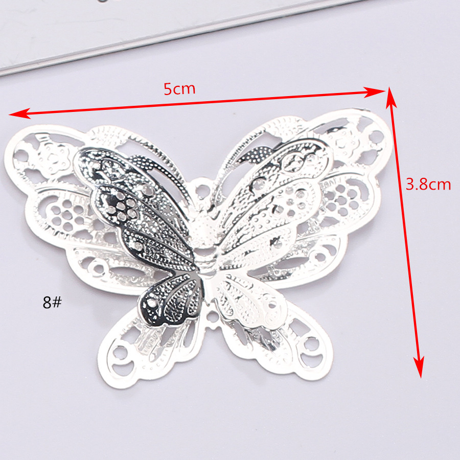 Metal hollowed-out iron flower leaf butterfly silver handcrafted ancient style costume, bridal headwear for girls, ethnic style, lamp decoration1