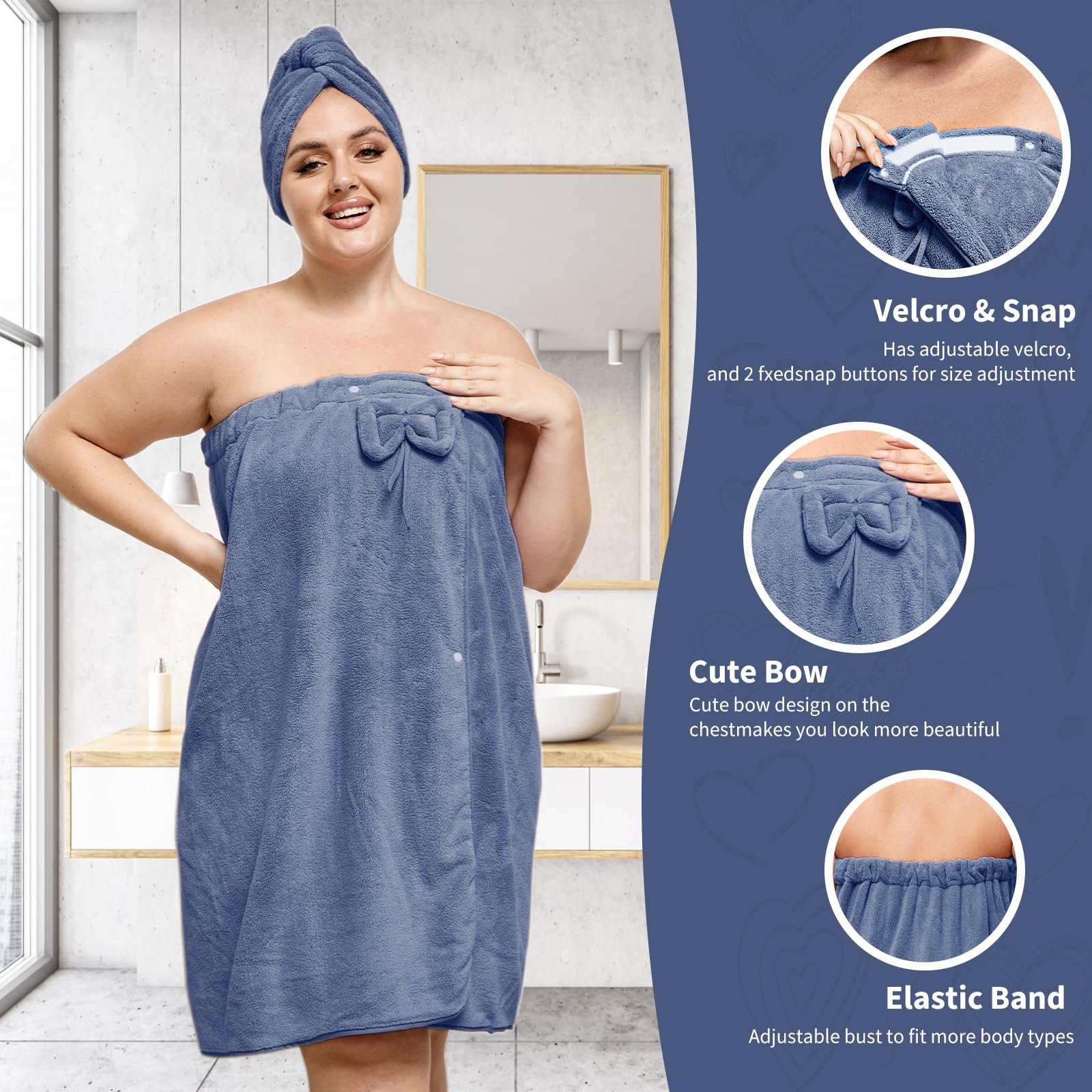 🎁TikTok Last Day Sale - 70% OFF🔥Plus Size Adjustable Oversized Wrap Bathrobe Set