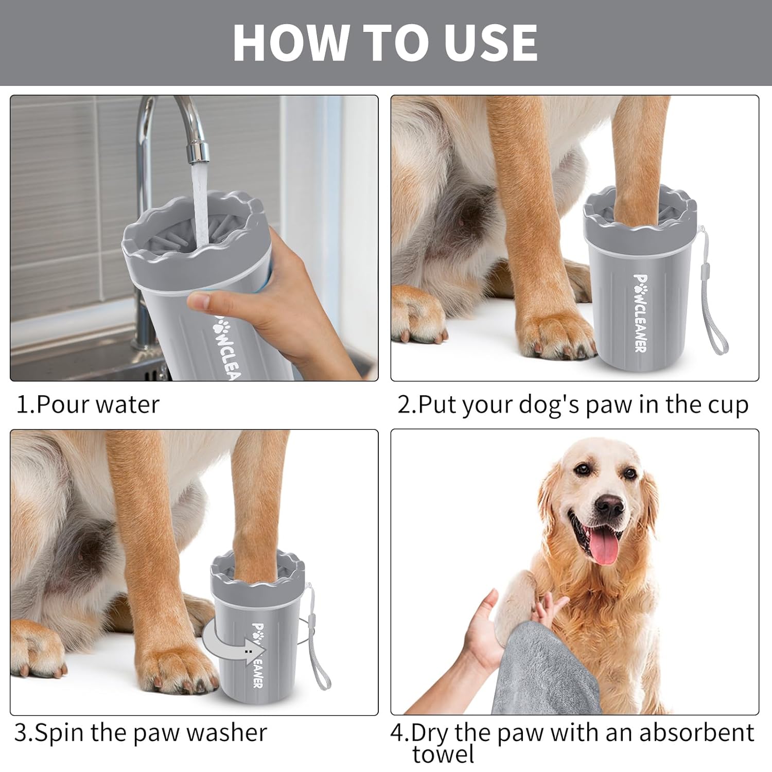 Dog Paw Cleaner, Washer, Buddy Muddy Pet Foot Cleaner for Small Medium Large Breed Dogs/Cats (with 3 absorbent towel)