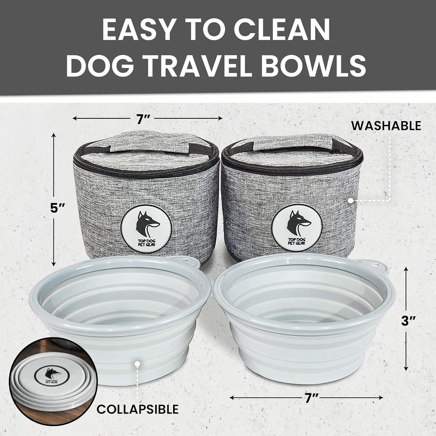 Grey Dog Travel Bag for Supplies - Includes Travel Bag, Travel Dog Bowls, Food Storage - Airline Approved Dog Bags for Traveling - Dog Travel Accessories for Camping, Beach