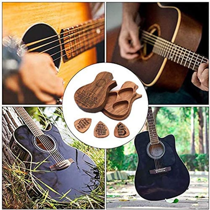 Wooden Guitar Picks with Storage Case