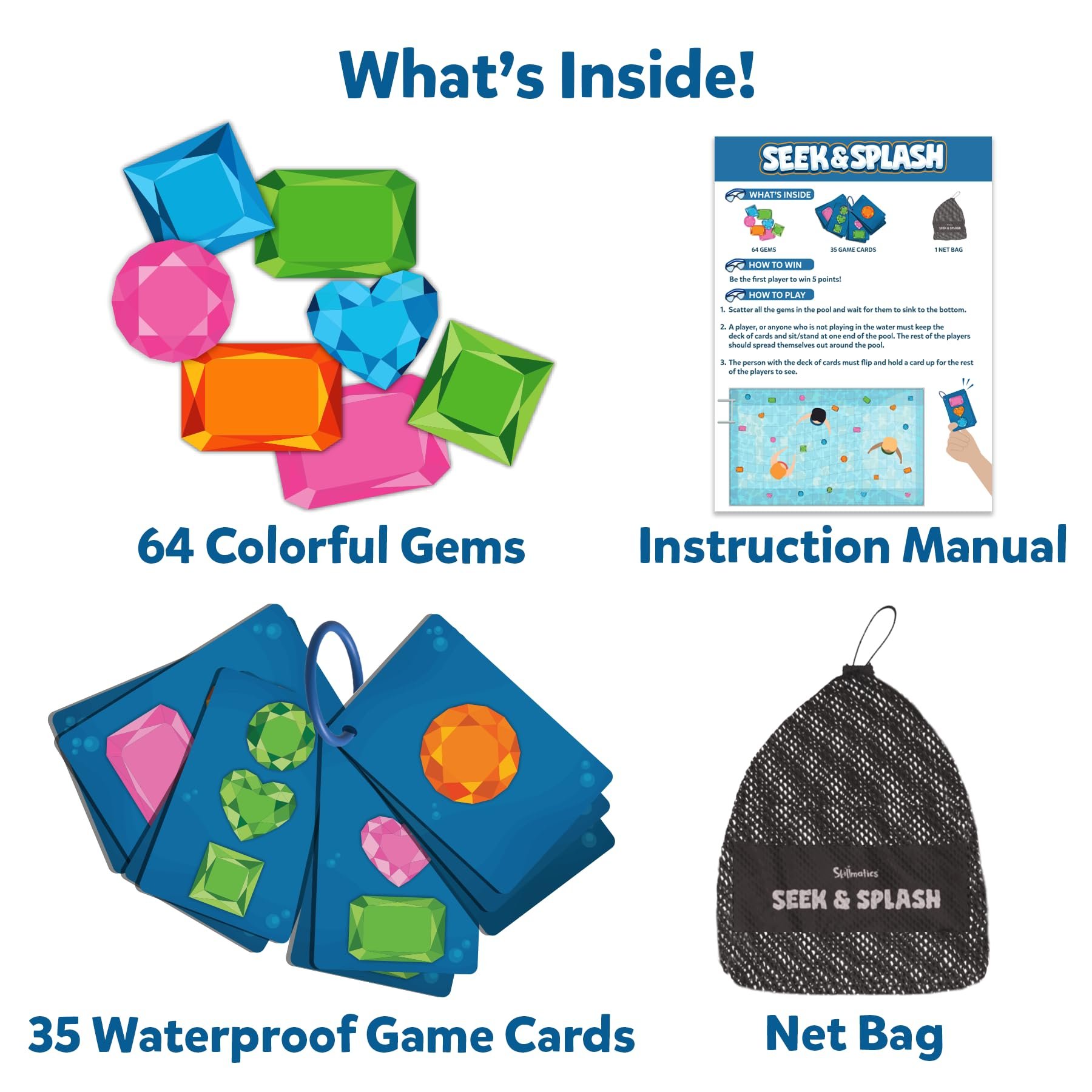 🎁TikTok Last Day Sale - 70% OFF🎉Skillmatics Pool Toys & Underwater Diving Game,Seek & Splash Numbers Gem
