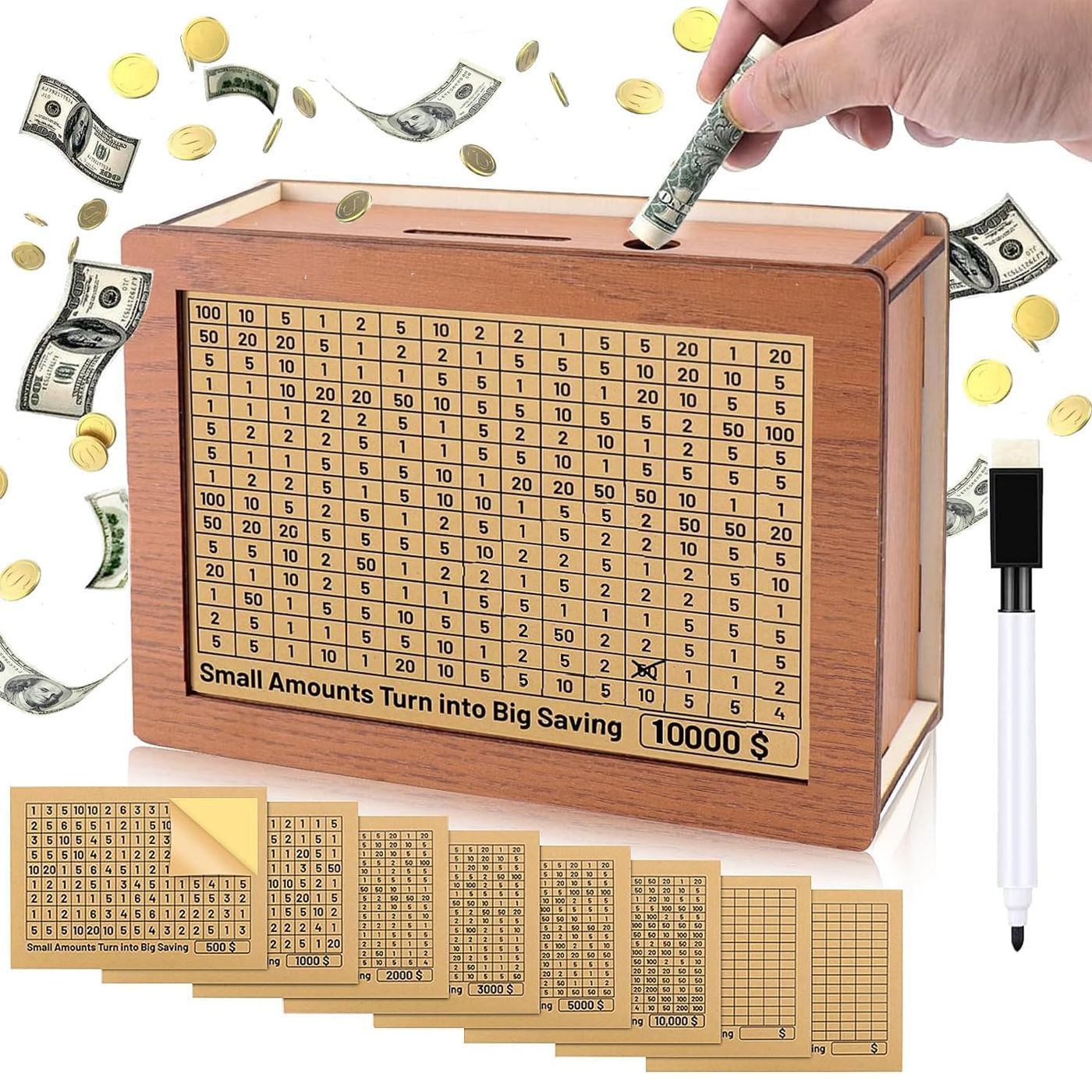 Cash Vault Wooden Savings Box