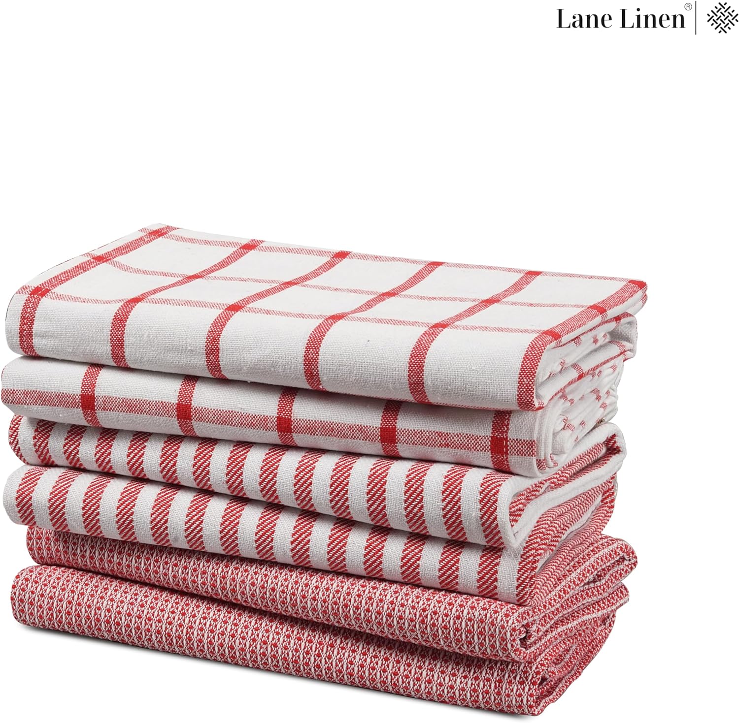 LANE LINEN Kitchen Towels Set - Pack of 6 Cotton Dish Towels for Drying Dishes, 18”x 28”, Kitchen Hand Towels, Absorbent Tea Towels, Dish Towels for Kitchen, Quick Drying Kitchen Towel Set - Olive