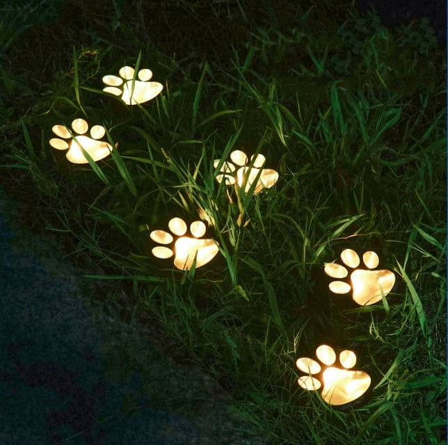 Paw Print Solar Ground Lights - Set of 4