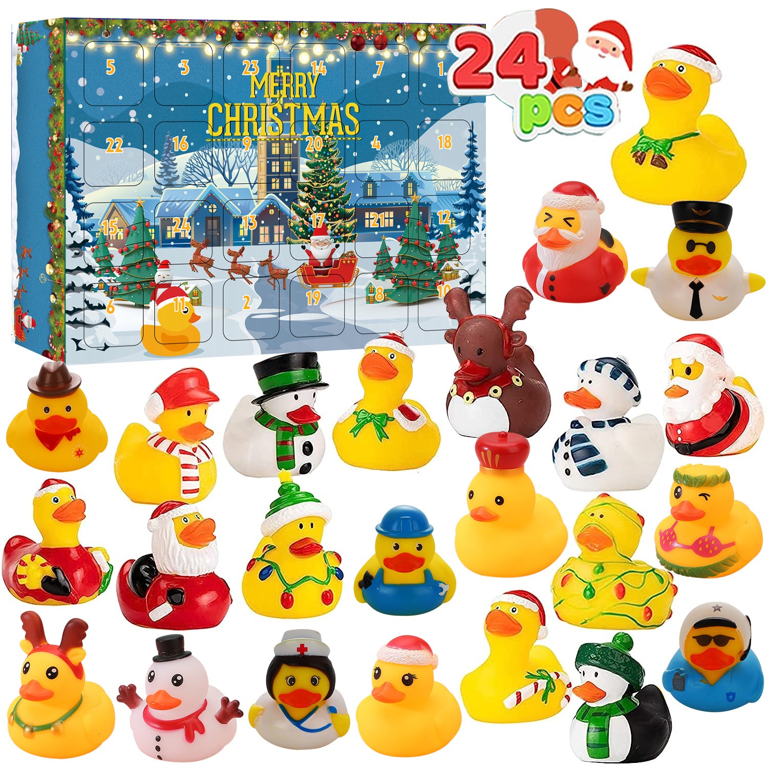 🔥Last Day Promotion - 70% OFF🎁🎄24 Pcs Countdown Christmas Rubber Ducks Advent Calendar