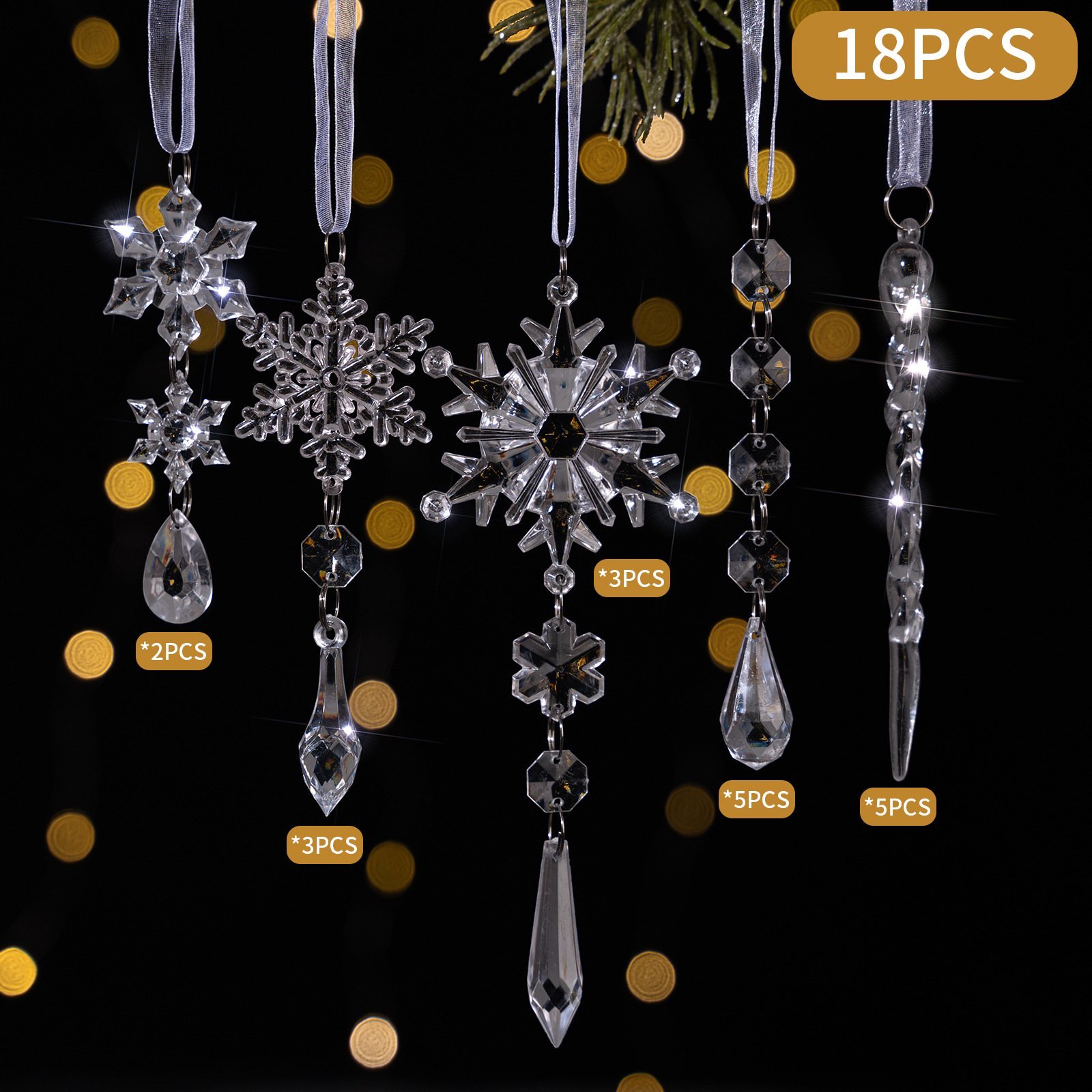 🎄TikTok Christmas Sale -70% OFF✨Winter New Year Party Supplies Set 🎅- Crystal Snowflake Ornaments For Christmas Tree