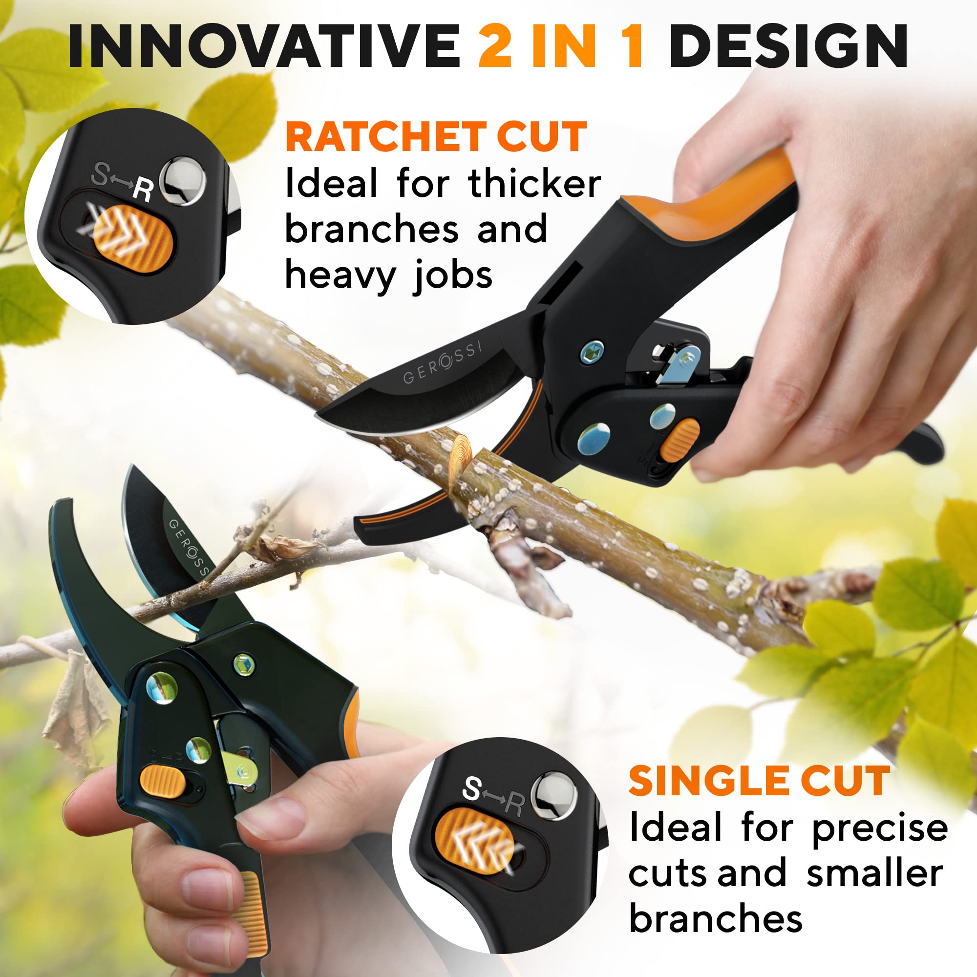 🔥Last day Clearance Sale 60% OFF🔥Ratchet Pruning Shears for Gardening Heavy Duty