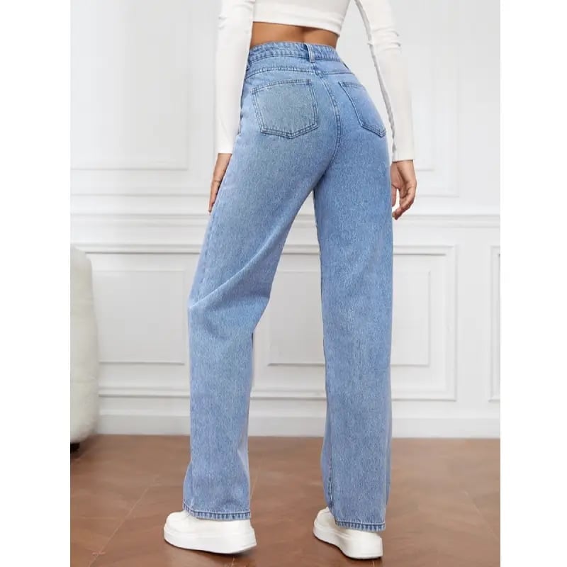 ⏰Letzter Tag 70 % RABATT🔥Jeans mit hoher Taille, mehreren Taschen und weitem Bein