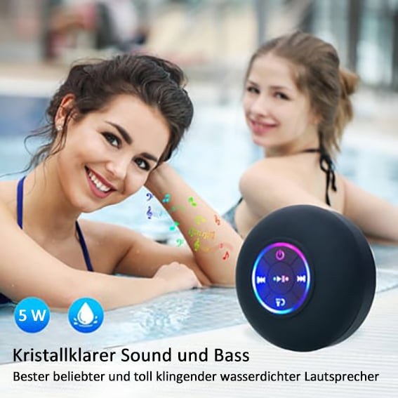 Letzter Tag 50% RABATT -Wasserdichte kabellose Bluetooth-Lautsprecher für das Badezimmer mit LED-Licht