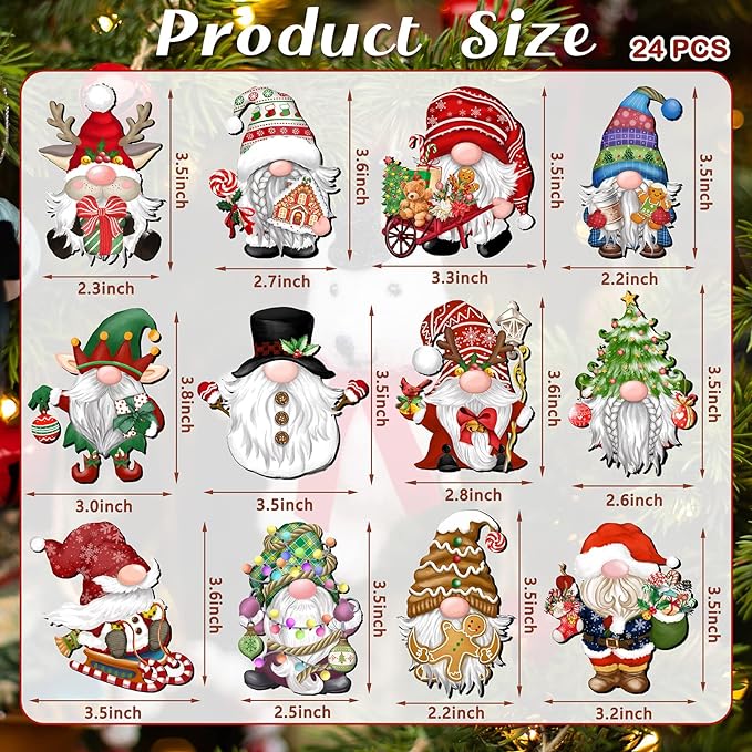 (🎁EARLY CHRISTMAS SALE - 49% OFF)24 Pieces Christmas Wooden Gnome Ornaments