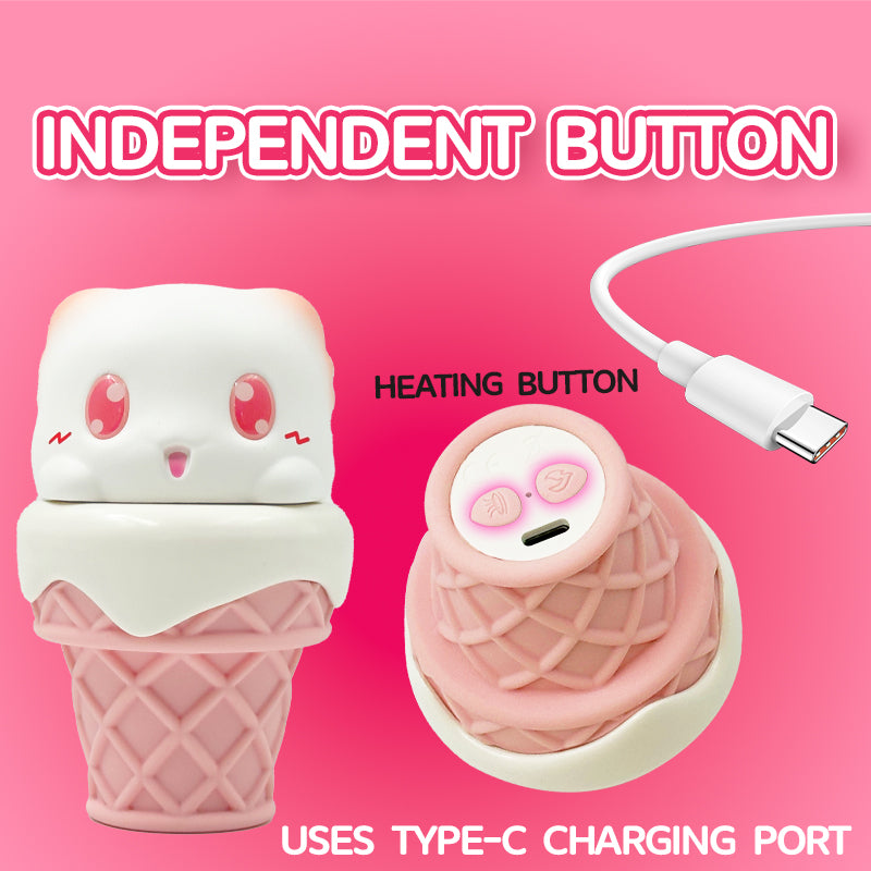 Peachy Bunny Ice Cream Cone Clitoral Suction Heating Vibrator