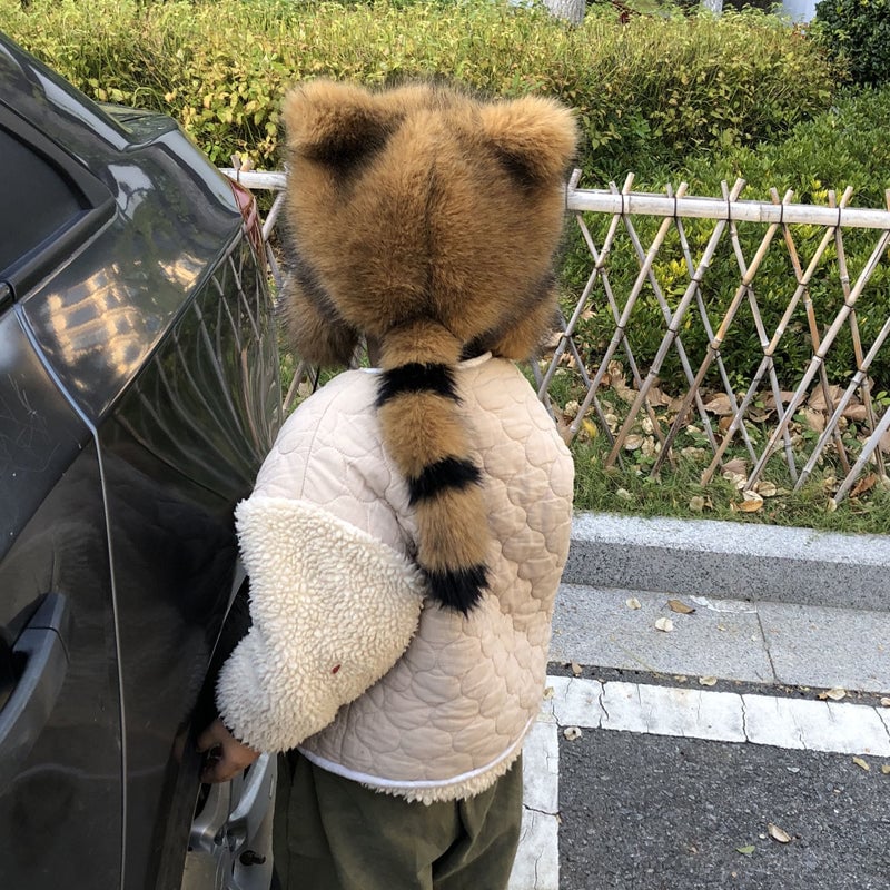 💥LAST DAY SALE 50% OFF🔥Cute Faux fur Raccoon Tail Parent-Child Plush Hat