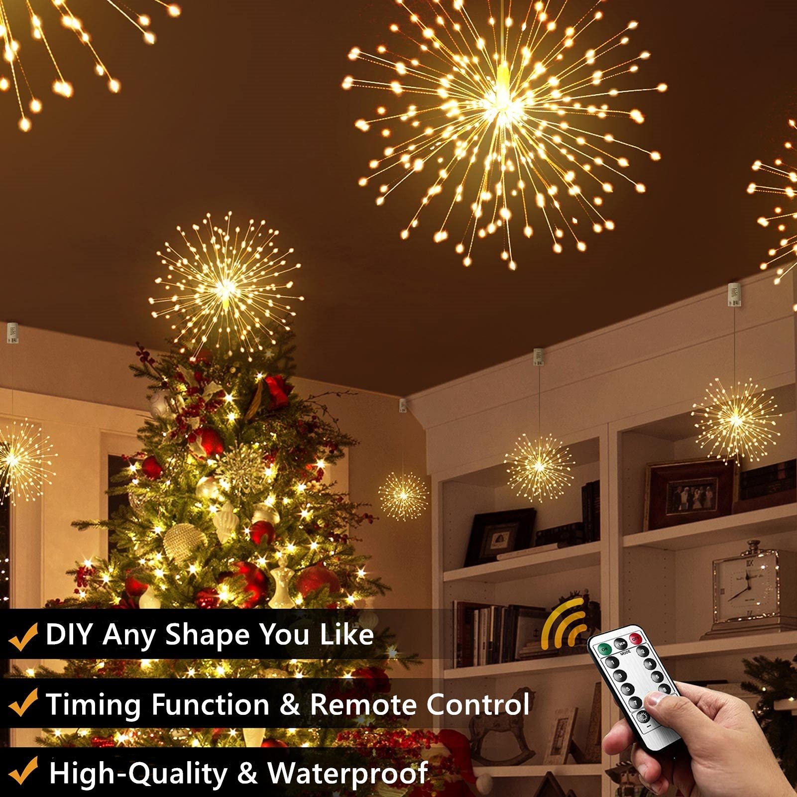 🔥Early Christmas Sale 50% OFF🎄Hanging Starburst Fairy Lights for Christmas