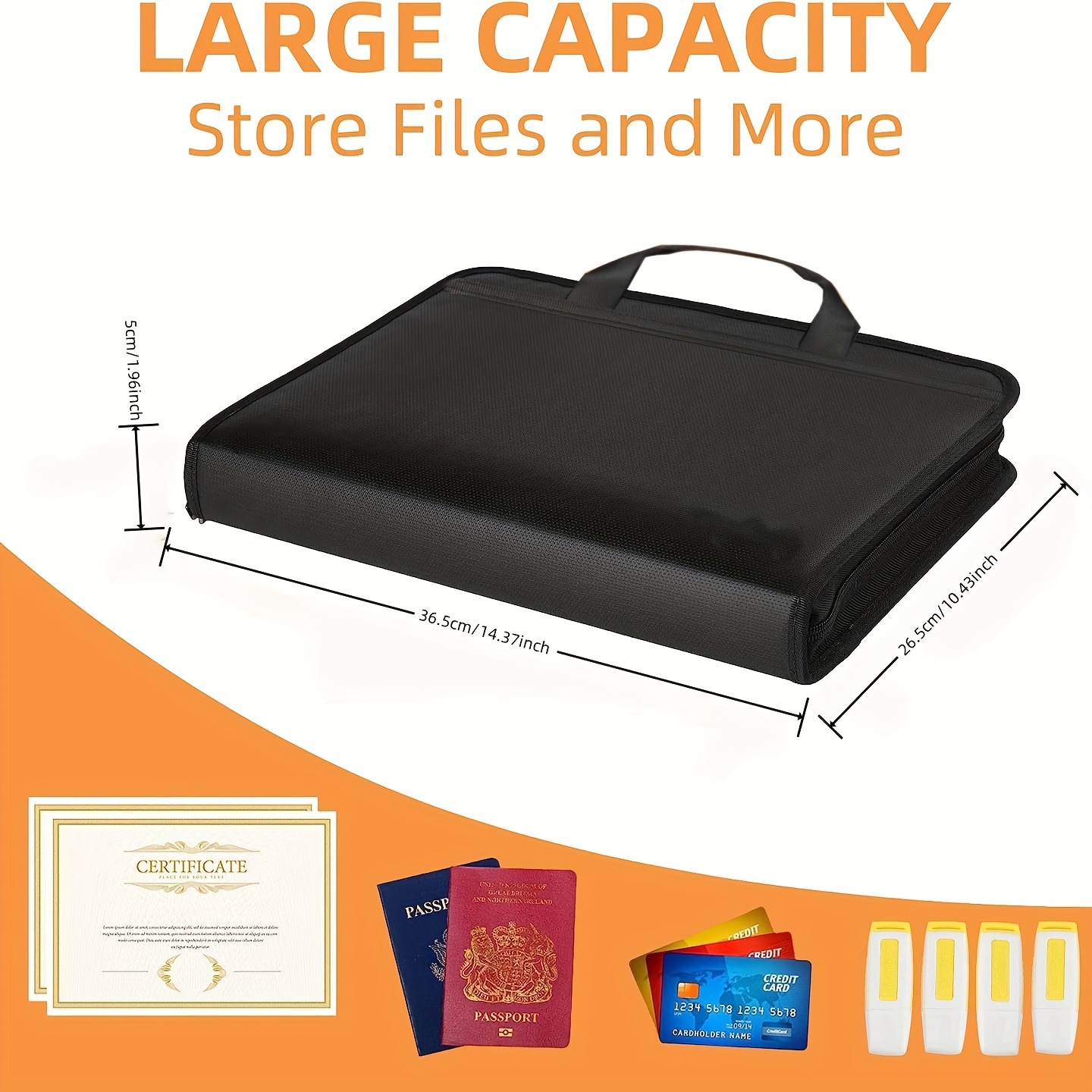 ⏰LAST DAY SALE 50% OFF💥Large Capacity A4 Fireproof File Folder with Handle