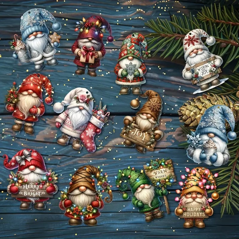 (🌲Early Christmas Sale- 49% OFF) Wooden Dwarf Christmas Tree Ornaments Set (12pcs)