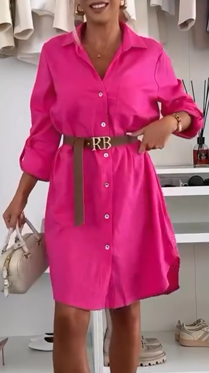 Women's Lapel Button Shirt Style Casual Dress