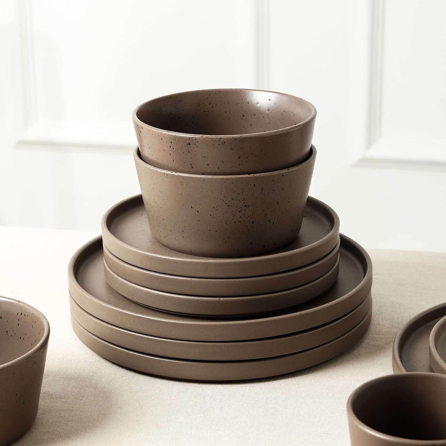 Stone Lain Coupe Dinnerware Set, Service For 4, Black Matte