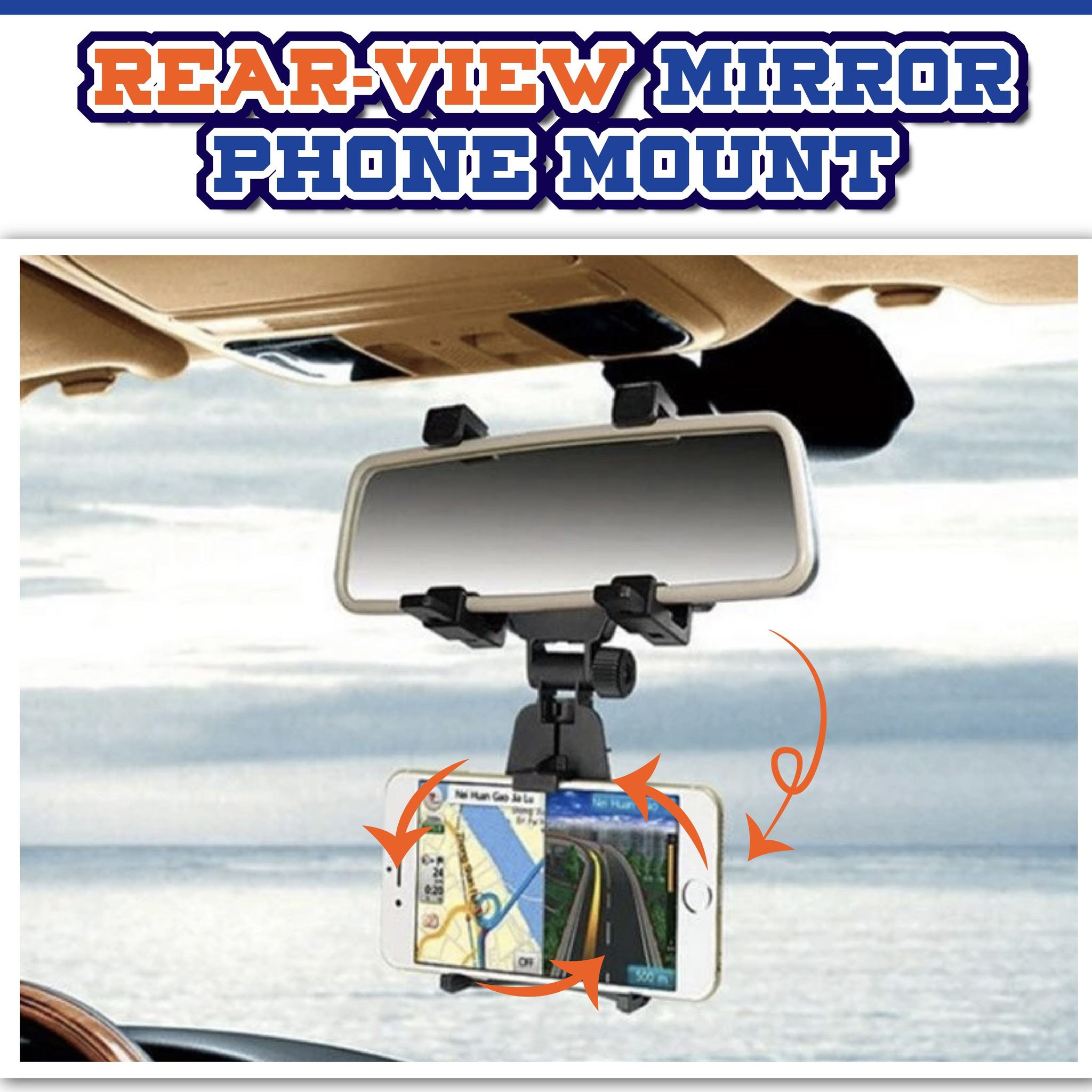 (Christmas Sale- Save 50% OFF) Rear-view Mirror Phone Mount- Buy 2 Save $5 Today