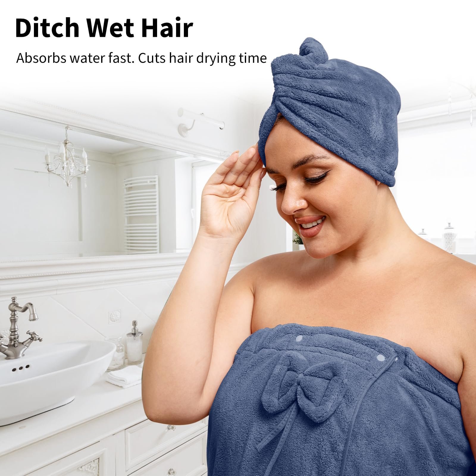🎁TikTok Last Day Sale - 70% OFF🔥Plus Size Adjustable Oversized Wrap Bathrobe Set