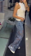 Women's Hollow Print Jeans