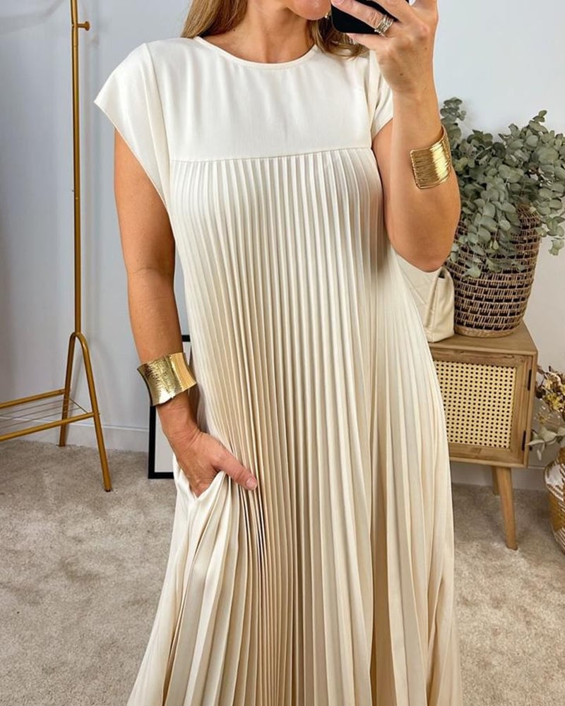 🔥Last Day Promotion 70% OFF🔥Pleated Simple Solid Color Dress