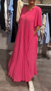Women's Round Neck Pleated Casual Dress