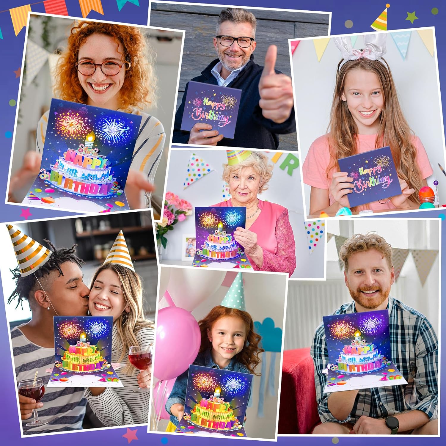 ⏰LAST DAY SALE 50% OFF💥Birthday Cards With Fireworks & Pop Up Cake & Blowable Light and Music