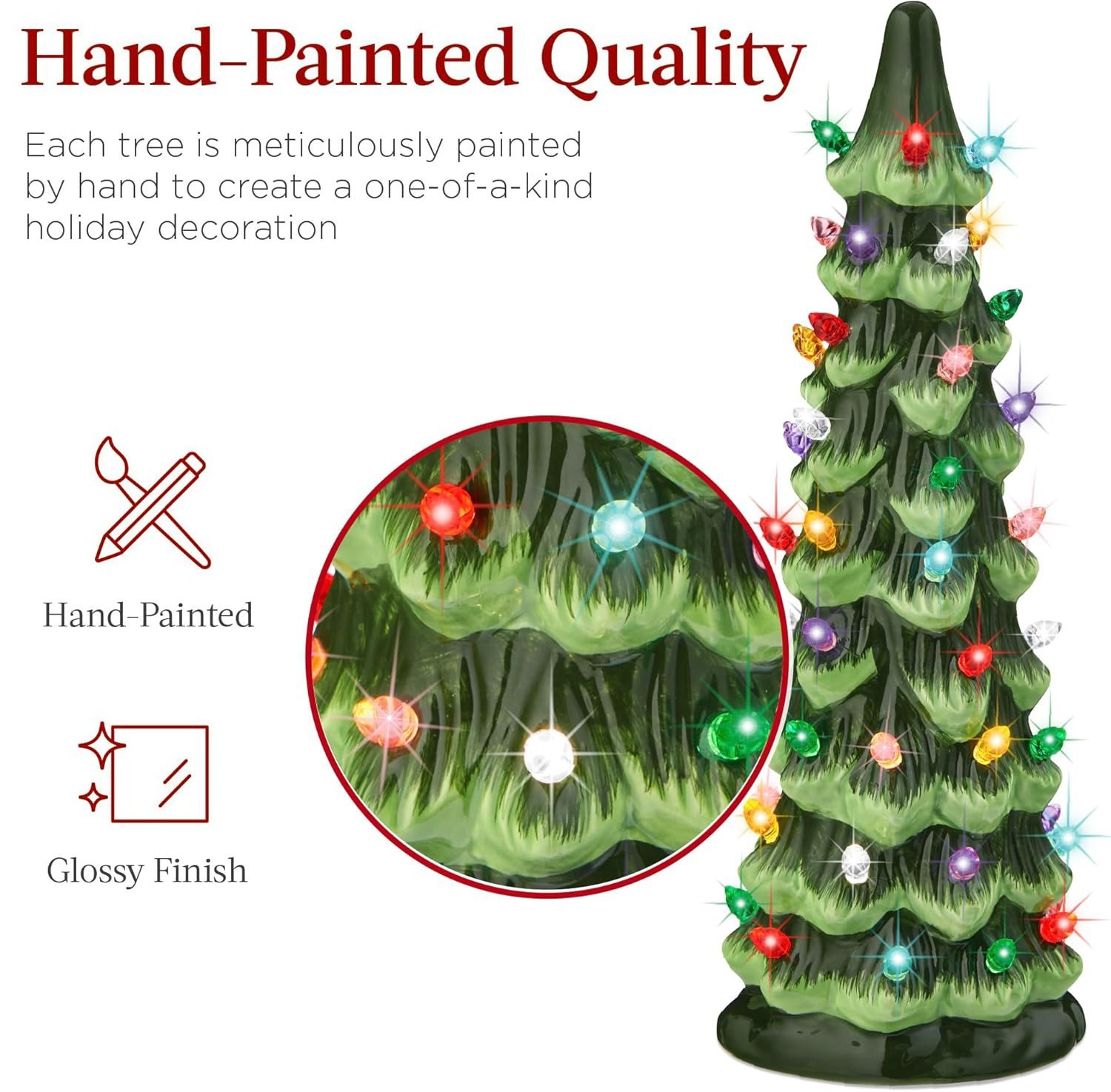 🎁TikTok Last Day Sale - 70% OFF🎄Retro Hand-Painted Tabletop Christmas Trees with Timer
