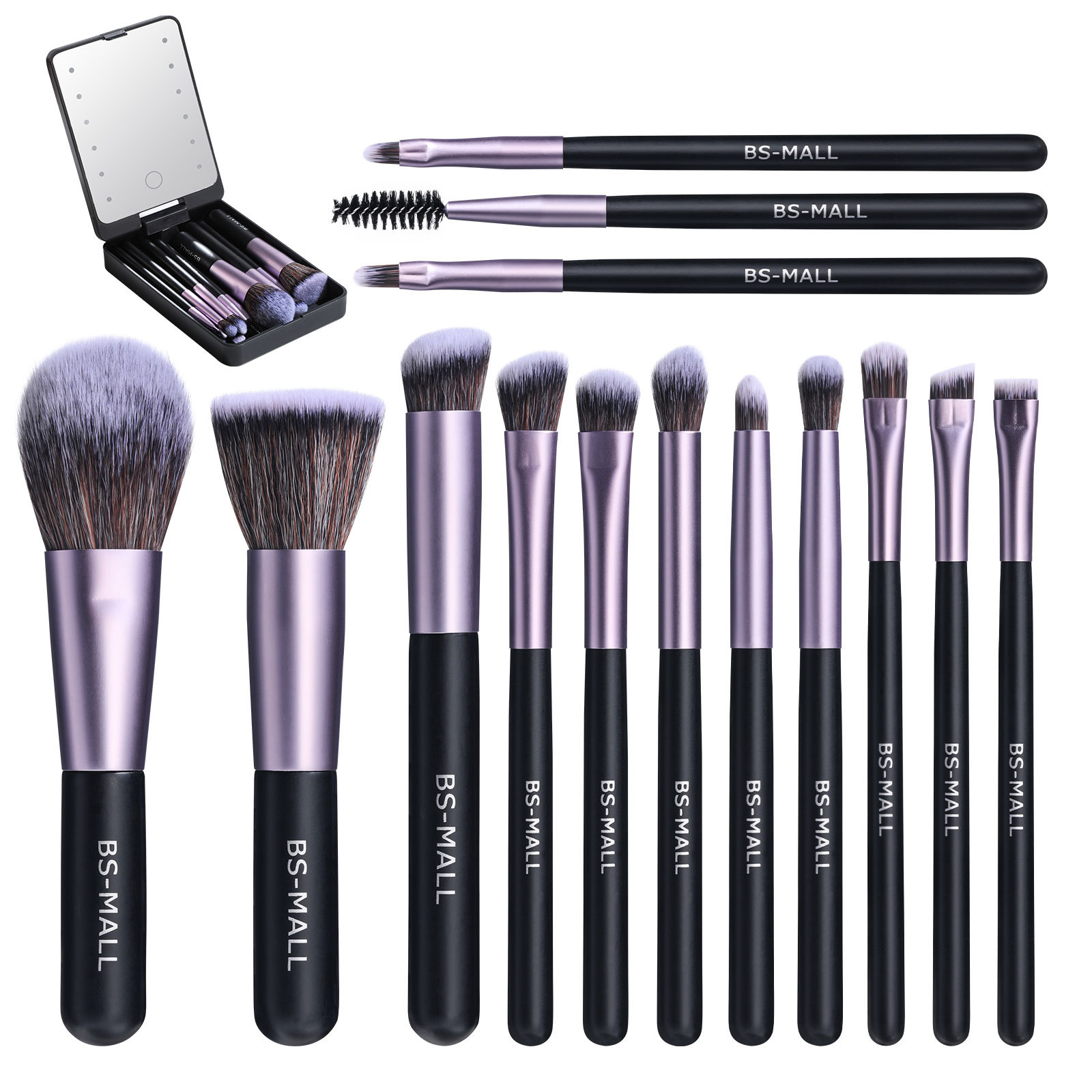 Tiktok Summer Sale🎉Travel Makeup Brush Set with LED light Mirror