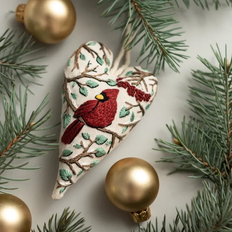 🎅Christmas Sale-❤️DIY Heart Shaped Hand Embroidered Christmas Ornament Kit