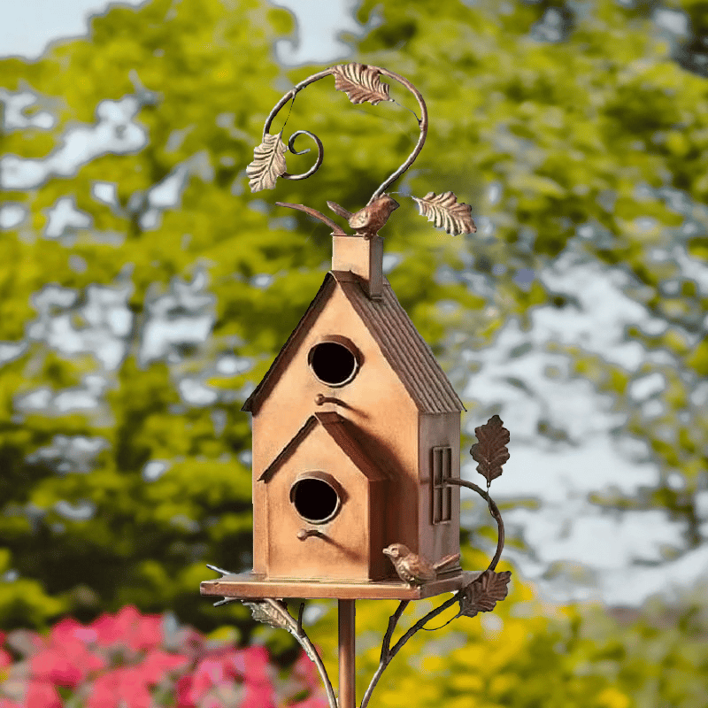 ❤️<strong>Handmade</strong> Metal Birdhouse Garden Stakes