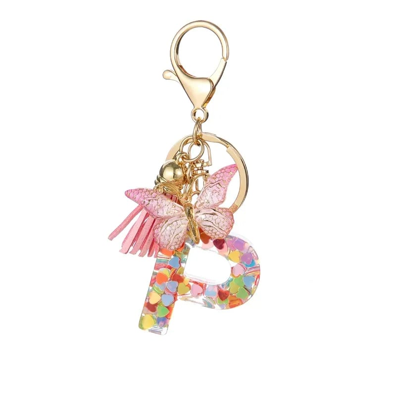 🔥Last Day 50% OFF - Butterfly Letter Keychain Tassel Design Vibrant Durable Lightweight Gift