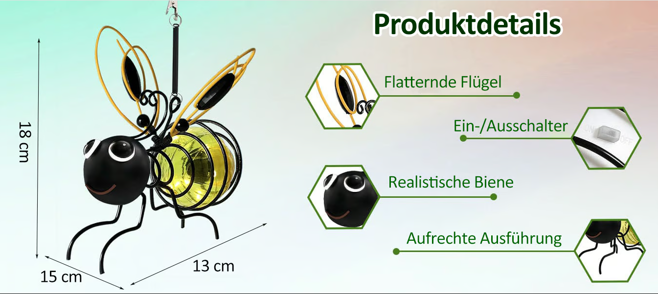 🐝Solar-Bienenlicht zum Aufhängen im Freien