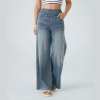 📢Letzter Tag: 49% Rabatt🏆Damen High-Waist Baggy Weite Bein Stretch Strick-Jeans – Bequeme Casual Denim