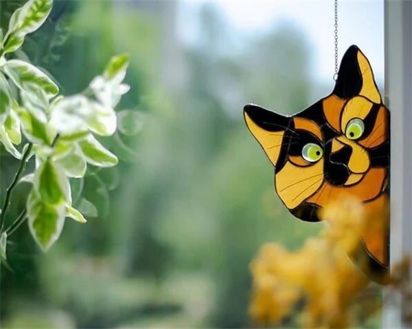 (🌲EARLY CHRISTMAS SALE - 50% OFF) 😻Handmade Stain Cat Suncatcher For Window