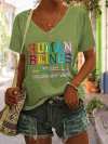 V-neck Human Beings 100% Organic Colors May Vary Human Rights Equality Pride Print T-shirt