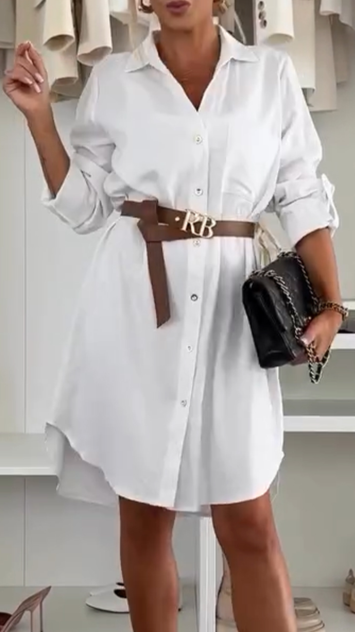 Women's Lapel Button Shirt Style Casual Dress