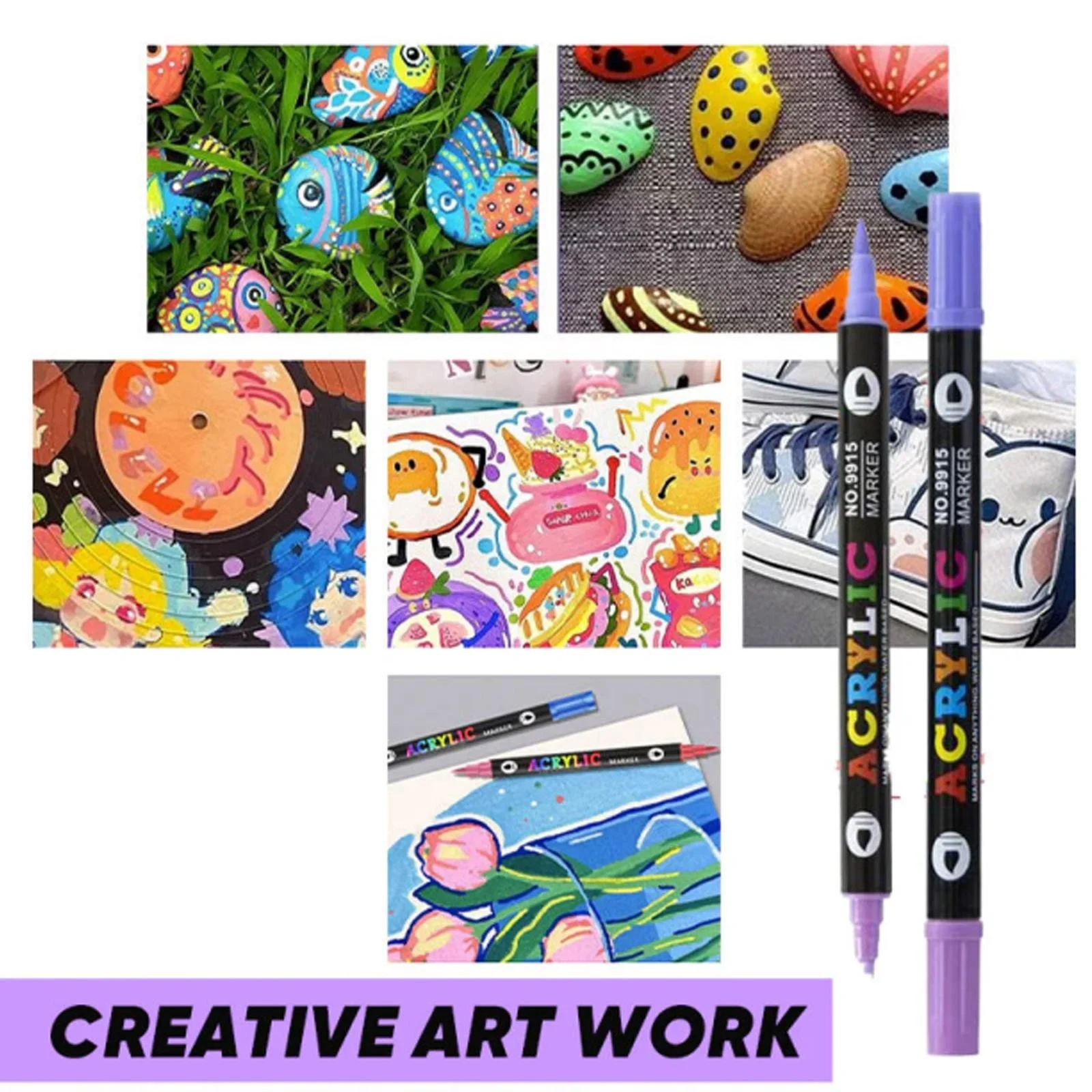 🔥Last Day 49% OFF -48 Colors Acrylic Paint Markers, Dual Tip Drawing Marker Pen