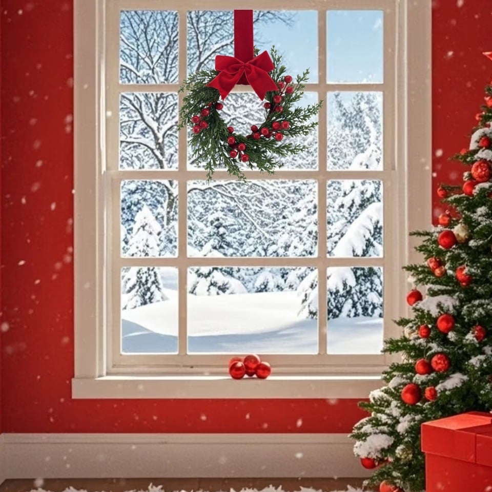 🎄TikTok Christmas Sale -70% OFF✨Christmas Mini Cabinet Wreath with Ribbon Bows