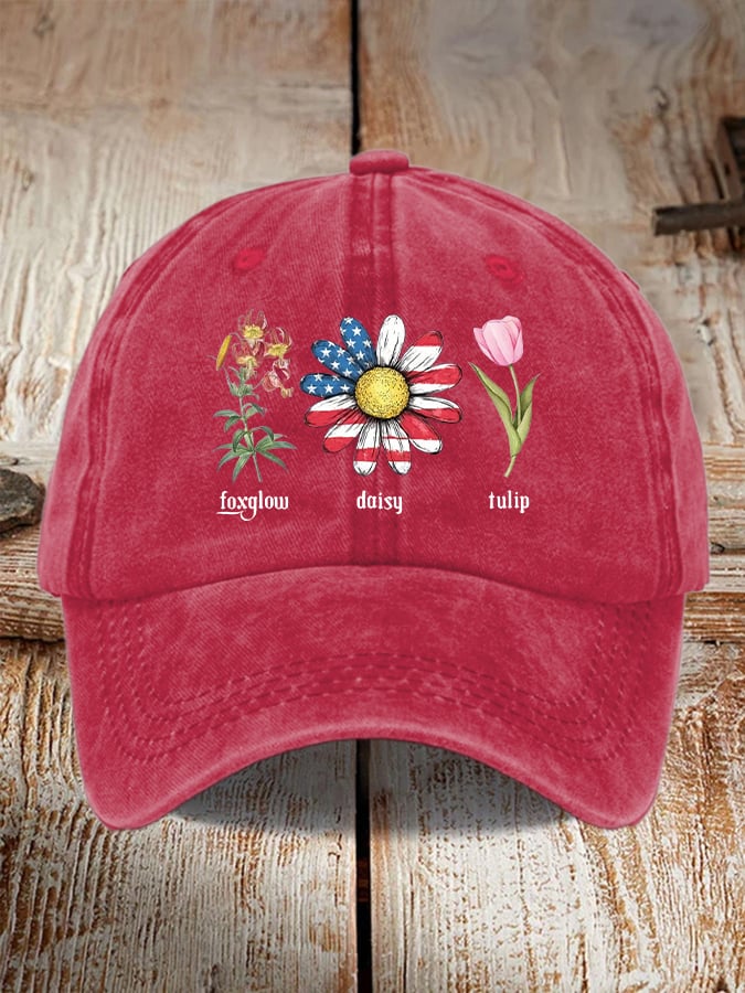 Unisex Floral Fdt Washed Cotton Hat