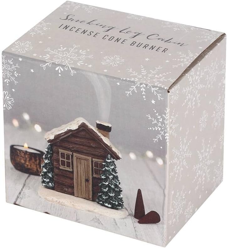 🏠🎄Log Cabin Snowy Winter Incense Cone Burner