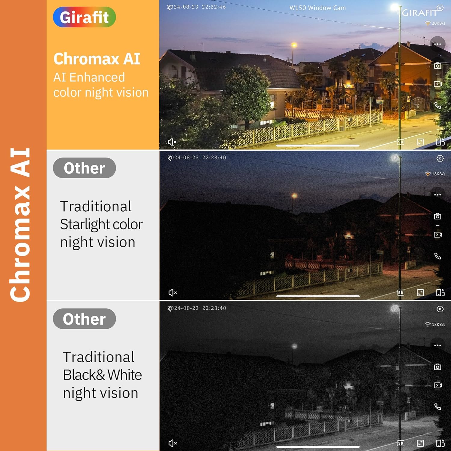 3MP 2K Window Camera,2.4GHz & 5GHz WiFi Indoor Cameras for Home Security with ChromaMax Al Color Night Vision,Person & Motion Detection,24/7 Recording,Easy & Quick Install
