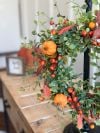 🍁Fall Harvest Sale: 60% OFF! Fall Candle Ring Wreath: Green Leaf Vine, Pumpkins & Berries - 14 Inch