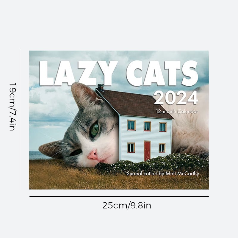 (🌲Christmas Sale- 50% OFF) LAZY CAT CALENDAR 2024, Cat Wall Calendar, Original Cat Art