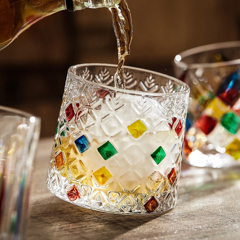 Italian Snowflake Art Rocking Whiskey Glass